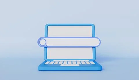 Computer laptop with search bar, Searching information data on internet Stock Illustration