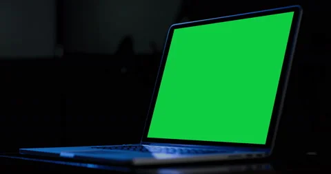 Computer Laptop Show Green Screen Views for Social Marketing and Business Stock Footage 154935059