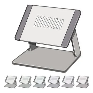 Computer laptop stand cartoon vector graphic Stockillustratie