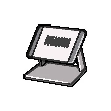 Computer laptop stand pixel art vector illustration Stock Illustration