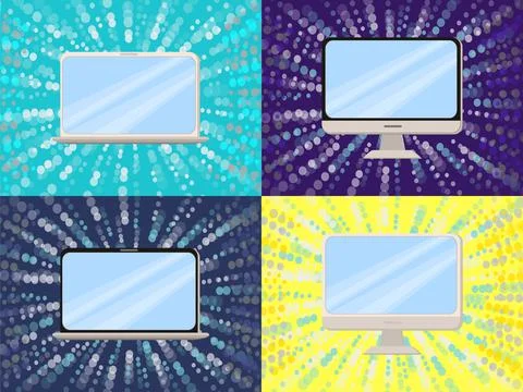 Computer laptop tablet device notebook flat cartoon 1 Ilustração Stock