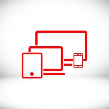 Computer laptop tablet phone icon stock vector illustration flat design Stock Illustration
