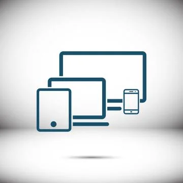 Computer laptop tablet phone icon stock vector illustration flat design イラスト素材