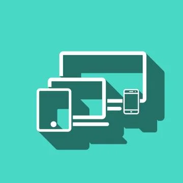 Computer laptop tablet phone icon stock vector illustration flat design Stock Illustration