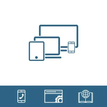 Computer laptop tablet phone icon stock vector illustration flat design Stock Illustration