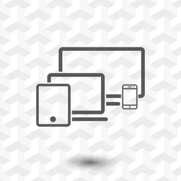 Computer laptop tablet phone icon stock vector illustration flat design Stock Illustration