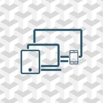 Computer laptop tablet phone icon stock vector illustration flat design 스톡 일러스트