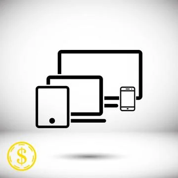 Computer laptop tablet phone icon stock vector illustration flat design 库存插图