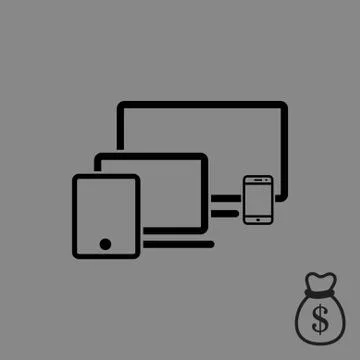 Computer laptop tablet phone icon stock vector illustration flat design Stock Illustration