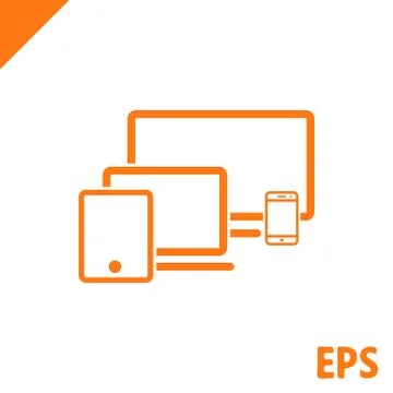 Computer laptop tablet phone icon stock vector illustration flat design Stock Illustration