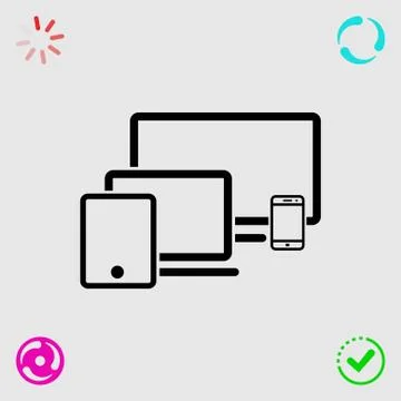 Computer laptop tablet phone icon stock vector illustration flat design Stock Illustration