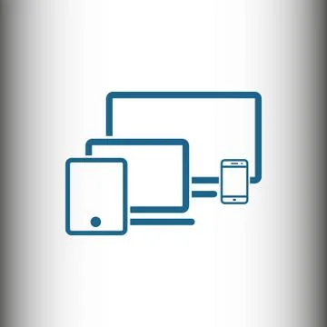 Computer laptop tablet phone icon stock vector illustration flat design 스톡 일러스트