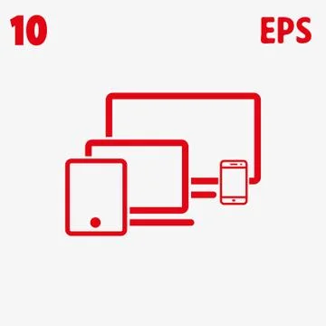 Computer laptop tablet phone icon stock vector illustration flat design Stock Illustration