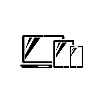 Computer Laptop, Tablet, Smartphone Flat Vector Icon Stock Illustration