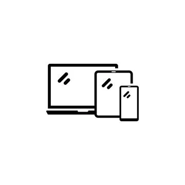 Computer Laptop, Tablet, Smartphone Solid Flat Vector Icon Isolated on White  Illustrazione stock