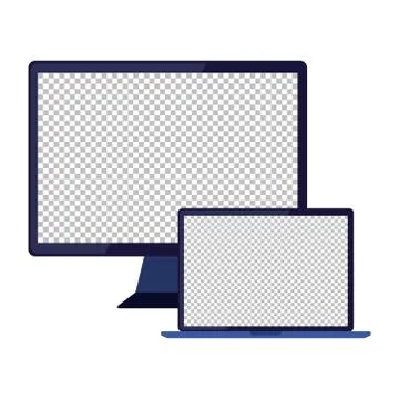 Computer with laptop on white background Illustrazione stock