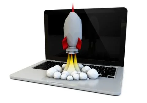 Computer launch concept Stock Illustration