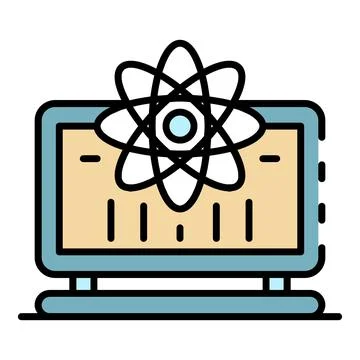 Computer learning icon color outline vector Stock Illustration