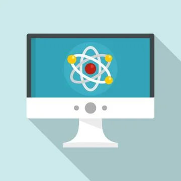 Computer learning icon, flat style Stock Illustration