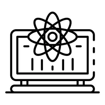 Computer learning icon, outline style Stock Illustration