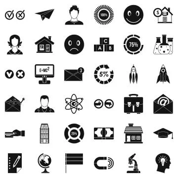 Computer learning icons set, simple style Stock Illustration