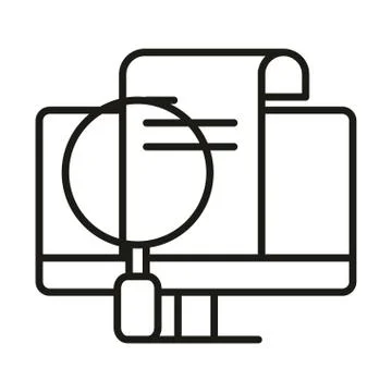 Computer lesson analysis online education and development elearning line style Illustrazione stock