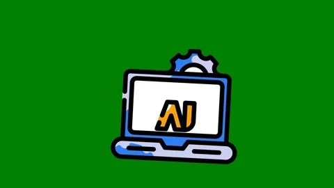 Computer letter v screen green background laptop green screen animated chromakey Stock Footage 314063879