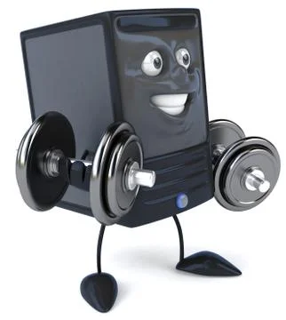 Computer lifting weights Stock Illustration