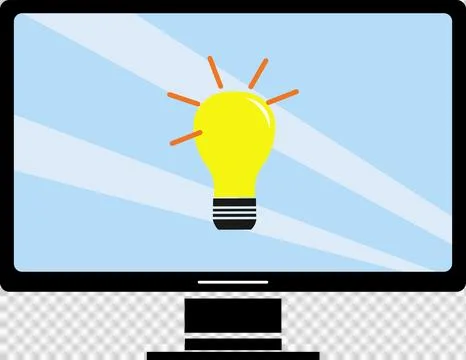 Computer with light bulb, idea (2) Stock Illustration