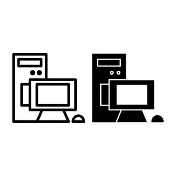 Computer line and glyph icon. Pc vector illustration isolated on white. Desktop Illustrazione stock