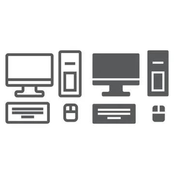 Computer line and glyph icon, technology and desktop, pc sign, vector graphics Stock Illustration
