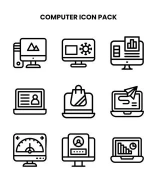 Computer Line Collection Icons Pack Stockillustratie
