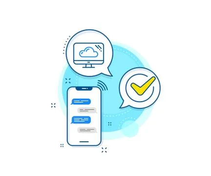 Computer line icon. Cloud storage service sign. Monitor symbol. Vector Stock Illustration