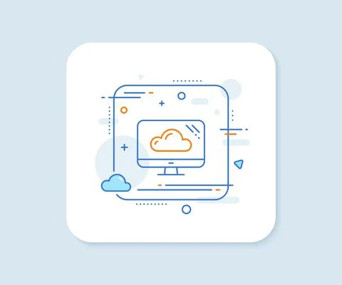 Computer line icon. Cloud storage service sign. Monitor symbol. Vector Stock Illustration