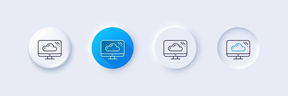 Computer line icon. Cloud storage service sign. Monitor symbol. Line icons Illustrazione stock