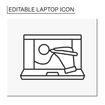 Computer line icon Stock Illustration