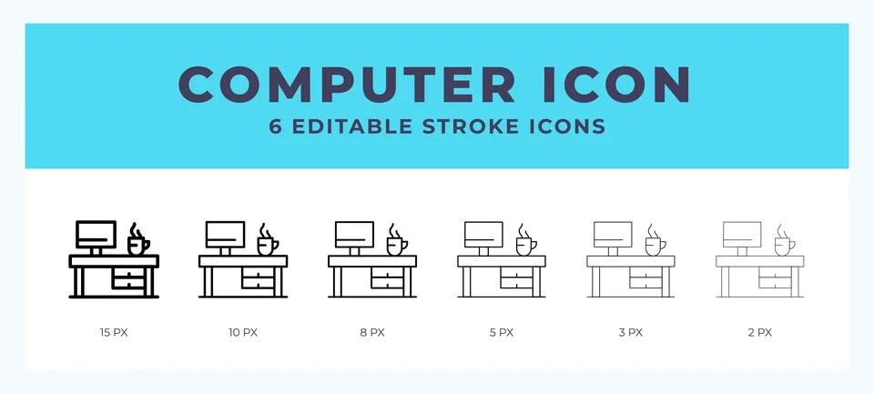 Computer line icon illustrations with editable strokes. Stock Illustration
