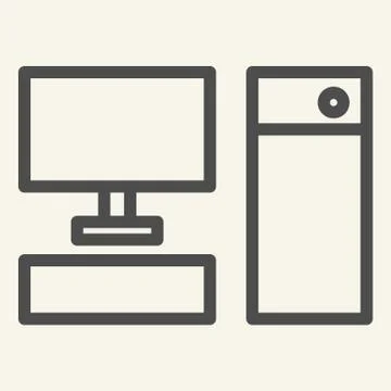 Computer line icon. Pc vector illustration isolated on white. Desktop outline Illustrazione stock