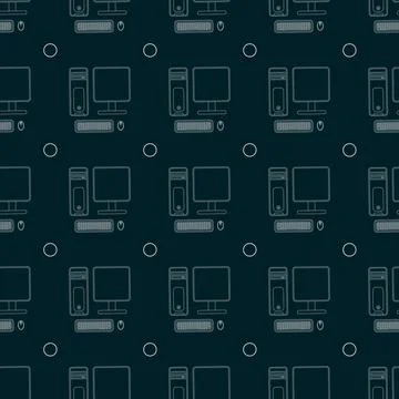 The computer line icon. seamless Vector pattern Illustrazione stock