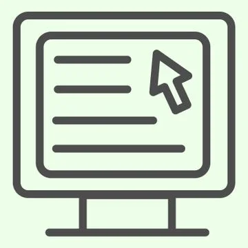 Computer line icon. Webpage with cursor on monitor outline style pictogram on イラスト素材