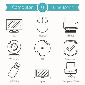 Computer Line Icons Stock Illustration