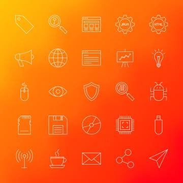 Computer Line Icons Stockillustratie