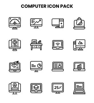 Computer Line Icons Pack イラスト素材