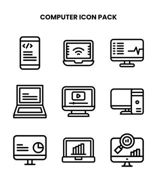 Computer Line Vector Icons Pack イラスト素材