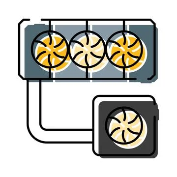 Computer liquid cooling system managing hardware temperature Stockillustratie