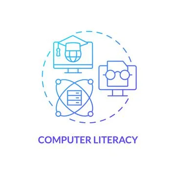 Computer literacy blue gradient concept icon Illustrazione stock
