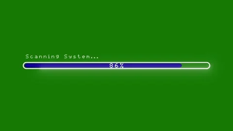 Computer Loading Bar Glitch Effect Animation 0 To 100 Green Screen 4K Stock Footage 340920157