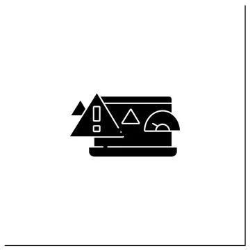 Computer loading glyph icon Illustrazione stock