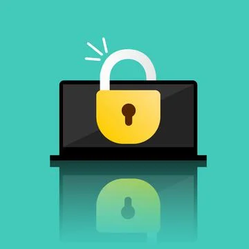 The computer is locked. Locked laptop screen concept, secure access screen Stock Illustration