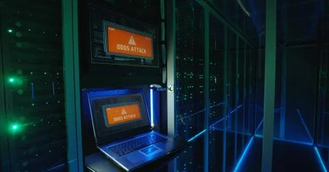 Computer login screen in a modern data center Stock Photos